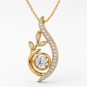 จี้เพชรทรงใบไม้ทองคำขาว 18K แบบสั่งทำพิเศษ เพชร CVD ปลูกในห้องปฏิบัติการ พร้อมจี้เพชรเม็ดใหญ่ตรงกลาง เครื่องประดับคุณภาพสูง ขายส่ง - Product Image 1