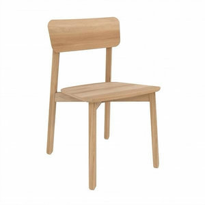 Silla de Comedor Minimalista de Teca Hecha a Mano con Acabado Transparente para Muebles del Hogar - Product Image 1