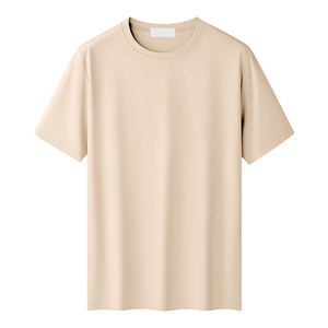 T-shirt décontracté à manches courtes pour homme, col rond, en modal mercerisé et acétate 280G, avec broderie de logo personnalisée OEM - Product Image 2