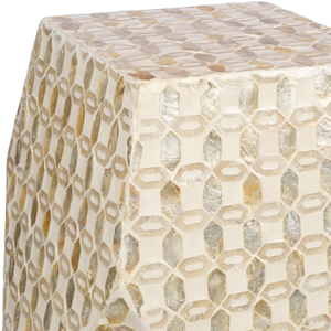 Tabourets de table d'appoint en mosaïque faits à la main, incrustés de nacre naturelle, forme hexagonale géométrique à facettes, pour salon - Product Image 3
