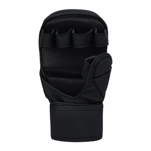 Gants de boxe MMA professionnels, légers, respirants, avec sangle de poignet réglable, fermeture à boucle, unisexe, en cuir PU noir - Product Image 5