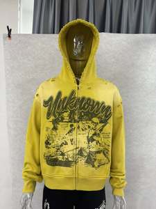 Sudaderas con Capucha para Hombre, Personalizadas, 100% Algodón, Impresión Digital, Lavado Ácido, Diseño Oversize, con Pedrería, 400 Gsm - Product Image 5