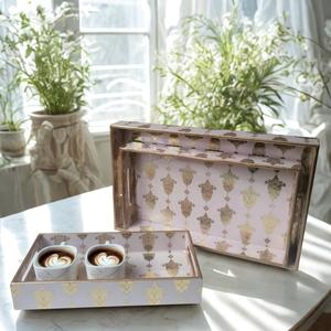 Bandeja de Servir de Diseño Clásico, Esmaltada e Impresa, para Decoración del Hogar, Desayuno, Ramadán - Product Image 1