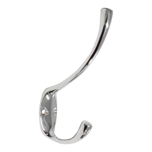 Polished Chrome Wall Mounted Coat <b>Hook</b> Heavy Duty Zinc Alloy Double Robe Hanger Modern Dual Hat and <b>Towel</b> <b>Hook</b> for Home & Hotels - Product Image 1