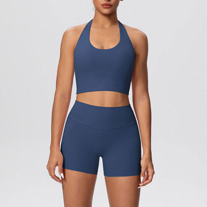 High Quality 2 Piece Fitness Clothing Women Yoga Wear Set High Elastic <b>Running</b> Sports Gym Fitness Set Compression Shorts - Product Image 1