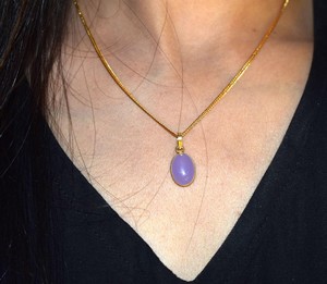 Collier pendentif vintage plaqué or en calcédoine lavande naturelle, fabricant et fournisseur en gros du Rajasthan - Product Image 6