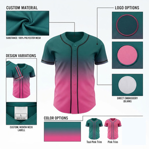Maillot de baseball personnalisé à dégradé, unisexe, sans manches, boutonné sur le devant, séchage rapide, polyester/coton, vêtements pour adultes toutes saisons, 220g - Product Image 5