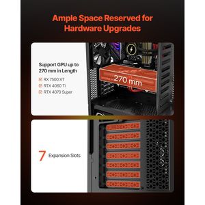 Case PC Gaming Mid-Tower ad Alto Flusso d'Aria con Pannello in Vetro Temperato, 4 Ventole da 120 mm, Filtro Antipolvere e Gestione Cavi - Product Image 5