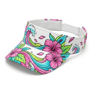 Visera Deportiva Personalizada con Estampado Tropical, Borde Curvo, Ajustable, Ligera, para Verano, Golf, Playa, Tenis, Protección UV, 100% Poliéster - Product Image 2