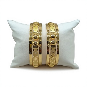 22K <b>Solid</b> <b>Gold</b> <b>Bangle</b> Set for Women Traditional Indian <b>Gold</b> Kada Pair Elegant Handcrafted Yellow <b>Gold</b> Bracelets - Product Image 1