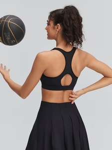 Ladies Arched Back Sport Brassiere Breathable Cutout Running Vest High Elasticity Athletic Crop Top Removable <b>Pads</b> Wholesale - Product Image 4