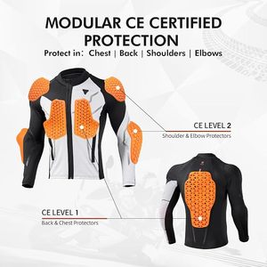 Chaqueta de Motocicleta para Adultos, Protección Completa para el Pecho, Transpirable, para Motocross y Todoterreno, Color Negro - Product Image 5