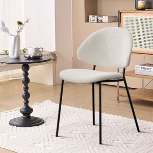 Set di 4 Sedie da Pranzo Moderne Stile Mid-Century Rivestite in Tessuto Bouclé con Schienale Curvo per Sala da Pranzo o Cucina - Product Image 6