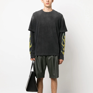 เสื้อยืดโอเวอร์ไซส์ผู้ชายผ้าฝ้าย 100% แบบสั่งทำพิเศษ พิมพ์ลายตัวอักษร ซักแล้วเป็นทรงสวย เป็นมิตรต่อสิ่งแวดล้อม พิมพ์ลายสกรีน แขนยาวสองชั้น ทรงบ็อกซี่ ตัดสั้น - Product Image 5