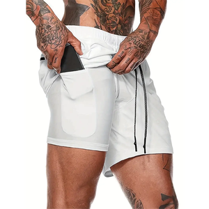 Shorts de sport décontractés pour hommes en coton 100% respirant et écologique, taille mi-haute, tricoté, extensible, idéal pour la gym et la plage - Product Image 3