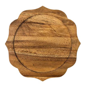 Plato base redondo de madera pulida marrón, vajilla sólida para el hogar, bodas y hoteles - Product Image 4