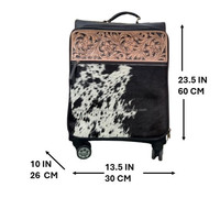 Sac à roulettes de voyage en cuir repoussé pour cheveux unisexe sur bagage à main floral en cuir de vache véritable valise à roulettes de luxe durable