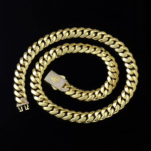 Luxury Gold Tone Cuban Link <b>Chain</b> Necklace Moissanite Clasp <b>Iced</b> <b>Out</b> Hip Hop Statement Jewelry Bold Premium Shine - Product Image 4