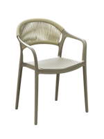 Fauteuil tissé en corde TM19 King avec accoudoirs |   Chaise de salle à manger moderne en aluminium de luxe pour patio, idéale pour l'extérieur, les parcs, les centres de villégiature, les cafés et les hôtels