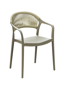Fauteuil tressé en corde TM19 King avec accoudoirs |   Chaise de salle à manger de luxe en polypropylène pour hôtel, café ou resort contemporain en plein air - Product Image 1