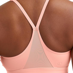 Soutien-gorge de yoga à faible impact rose corail à bretelles fines réglables, soutien léger et doux, bralette de sport pour femme, haut d'entraînement - Product Image 4