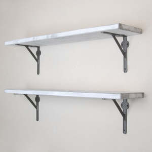 Distressed Wood <b>Wall</b> Shelf with Metal Brackets - Industrial Style | Aqdus Saleem - Product Image 4