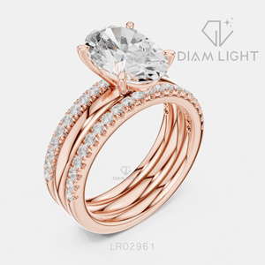 Bague de fiançailles de luxe en or blanc 14 carats avec diamant de laboratoire certifié IGI 3,63 carats, taille ovale, F+ VS+, pavé - Product Image 4