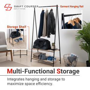 Multi-Functional Modern 2 Tier for Metal & Wood Shelves Floor Standing Clothing <b>Rack</b> - Product Image 3