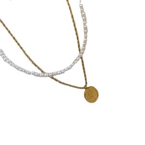 Collier classique pour femme, polyvalent, perles rondes de 3-4 mm, collier à double rang, chaîne de clavicule, accessoires de mode - Product Image 5