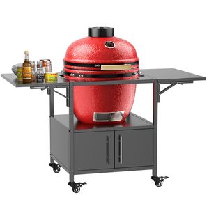 Carrello in Metallo per Barbecue da Esterno, Compatibile con Big Green Egg, con 2 Pannelli Pieghevoli - Product Image 6