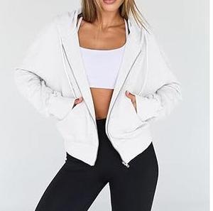 Ventes chaudes - Sweat à capuche blanc surdimensionné 500 GSM pour femme, fermeture éclair, bonne qualité, style unique, respirant, OEM, prix bas - Product Image 3