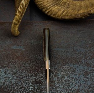 Couteau de chasse LEGACY BLADES de qualité supérieure en acier à haute teneur en carbone, lame fixe à pointe tombante, avec manche en corne et étui en cuir - Product Image 5