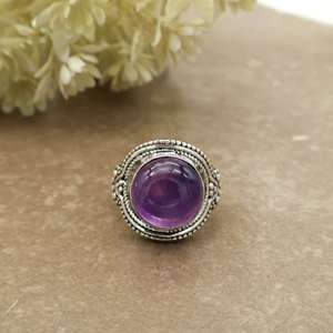 Vintage Handmade Natural Amethyst Gemstone <b>Ring</b> Brass 925 Silver Plated Adjustable <b>Statement</b> <b>Ring</b> SHYAM JEWELRS Boho Hippie - Product Image 2