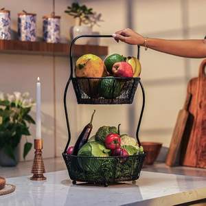 Panier de rangement multifonctionnel géométrique vintage en métal épais et écologique, organisateur durable pour la maison et la salle de bain - Product Image 2