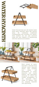 Étagère de rangement à deux niveaux, unité de rangement avec structure en fer antirouille et jonc de mer tressé. - Product Image 6