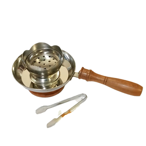 Brûleur à Bakhoor en acier inoxydable moderne avec poignée en bois, porte-Bakhoor pour parfumer la maison, porte-encens d'aromathérapie - Product Image 4