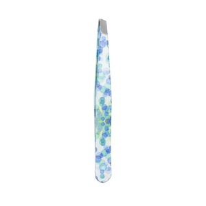 Pinzas para Cejas de Acero Inoxidable, Hechas a Mano, Ligeras, con Punta Inclinada, Diseño Duradero, con Puntos Azules, Profesionales - Product Image 1