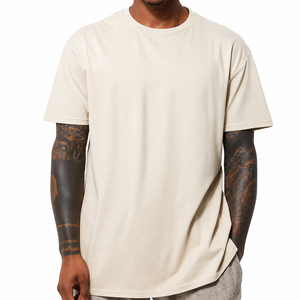T-shirt Homme Oversize Personnalisé 230 g/m² Coton Lourd Épaules Tombantes Uni Grande Taille Vente en Gros - Product Image 1