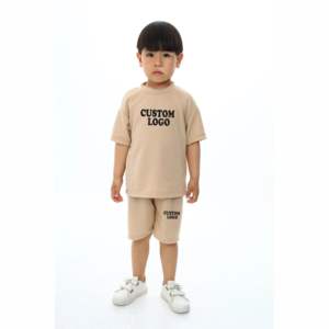 Conjuntos de Camiseta y Pantalones Cortos Casuales con Logotipo Personalizado, Conjuntos de Verano para Niños, Conjuntos Casuales de 2 Piezas para Niñas y Niños - Product Image 4