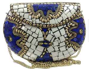 La mejor oferta al por mayor, bolso de mano de noche de diseñador hecho a mano para mujer, bolso de novia con mosaico de Metal con patrón de piedra, PRECIO MÁS BAJO - Product Image 2