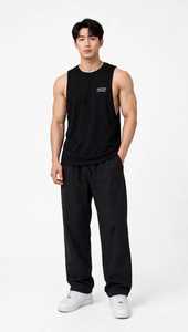 Débardeur sans manches noir à col rond pour homme Oneten Apparel, imprimé lettres, décontracté, tricoté, style muscle - Product Image 5