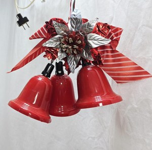 <b>Red</b> Bell Christmas Ornament with <b>Ribbon</b> Bow Hanging Decor Traditional Indoor Holiday Decoration - Product Image 3