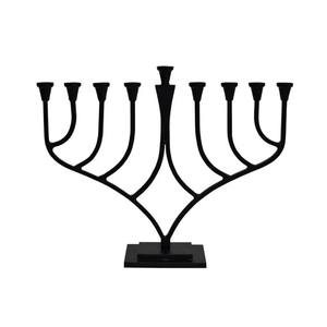 Ménorah moderne en métal noir à barres droites, porte-bougie décoratif classique pour table, pièce d'éclairage d'intérieur - Product Image 4