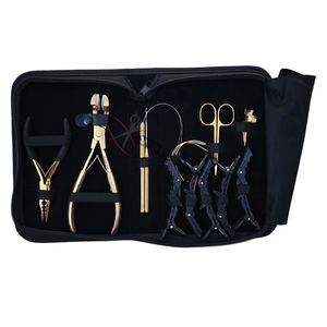 Professional Hair Extension Tools Kit Tape Press Plier Hook <b>Threader</b> Loop <b>Needle</b> Micro Ring 3 Hole Crimping Tool Hair Grippers - Product Image 1