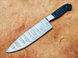 Cuchillo de chef BA ENTERPRISES hecho a mano de acero de Damasco de 13 pulgadas con hoja de punta caída y mango de madera dura |   Cuchillo de Cocina Profesional 1 Año - Product Image 2