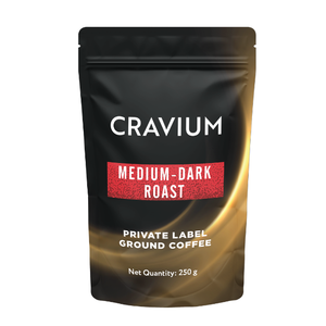 กาแฟบดคั่วกลางเข้ม 250 กรัม แบรนด์ส่วนตัว กาแฟอาราบิก้าผสมคาเฟอีน บรรจุถุง สั่งซื้อจำนวนมาก - Product Image 1