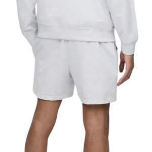 Shorts gris clair personnalisés pour hommes, taille élastique, poches latérales, coupe décontractée, vêtements décontractés pour la maison, vente en gros, shorts unis, logo personnalisé - Product Image 4