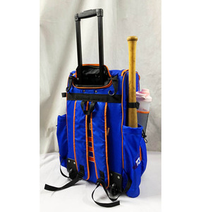 Custom Rolling Baseball <b>Backpack</b> with Telescopic Handle 4 Bat Storage Shoe Compartment and Heavy Duty <b>Wheels</b> - Product Image 5