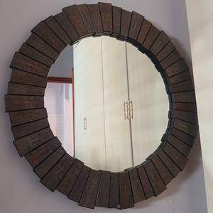 Espejo de tocador grande redondo de resina de imitación gris de estilo industrial - Product Image 2