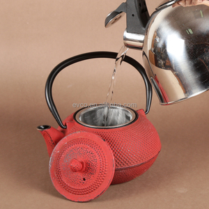 Kyusu 30 Oz Cast Iron <b>Tea</b> <b>Pot</b> <b>Set</b> in Red Color - Product Image 6